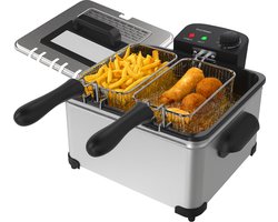 Frituurpan - 5 Liter - 3 Manden - Kijkvenster - Friteuse - Koude Zone - RVS - Vivid Green