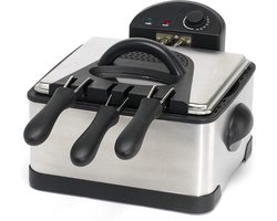 Frituurpan Elektrisch - Frituurpan Dubbel - Silver/Zwart