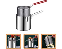 Frituurpan - roestvrij staal - frituurpan - spiesjesfriteuse - met zeef - frituurpan - multifunctionele kookpan, geschikt voor gerechten in de thuisrestaurantkeuken