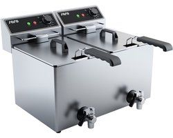 Gastro elektrische dubbele friteuse 2x 8 liter 2x 3000 watt