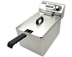 HCB® - Professionele grote Horeca frituurpan - Friteuse - 10.5 liter - 230V - RVS / INOX frietketel - frietpannen - frietpan - 47.5x27.5x35 cm (DxBxH) - 3000W - 2595