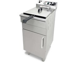 HCB® - Professionele grote Horeca frituurpan - Friteuse - 14 liter - 230V - RVS / INOX frietketel - frietpannen - frietpan - 53x36x91 cm (DxBxH) - 3000W - 8166