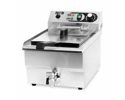 HCB® - Professionele grote Horeca frituurpan - Friteuse - 14 liter - 230V - RVS / INOX frietketel - frietpannen - frietpan met kraantje - aftapkraan - 53x33.6x38 cm (DxBxH) - 3000W - 2597