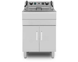 HCB® - Professionele grote Horeca frituurpan - Friteuse - 30 liter - 400V - RVS / INOX frietketel - frietpannen - frietpan - 54x60.5x96 cm (DxBxH) - 6000W - 2563