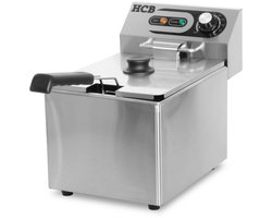 HCB® - Professionele grote Horeca frituurpan - Friteuse - 9 liter - 230V - RVS / INOX frietketel - frietpannen - frietpan - 41.5x27x34 cm (DxBxH) - 3250W - 2590