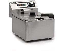 HCB® - Professionele Horeca frituurpan - Friteuse - 5.5 liter - 230V - RVS / INOX frietketel - frietpannen - frietpan - 42x26.5x29 cm (DxBxH) - 3000W - 2586