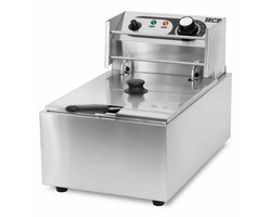 HCB® - Professionele Horeca frituurpan - Friteuse - 6 liter - 230V - RVS / INOX frietketel - frietpannen - frietpan - 44x28x31.5 cm (DxBxH) - 2500W - 2578
