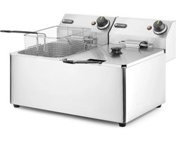 HENDI Dubbele friteuse – 2x8x L – roestvrij staal – 7000W – koude zone – uitneembare vetpan