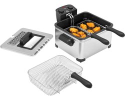 HOMCOM elektrische diepfriteuse - staal - 49,5x35x23 cm - zilver