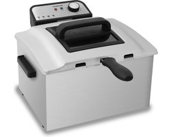 Inventum GF750S - Frituurpan - 5 liter - Tot 190 graden - 3000 watt - Koude zone - 1 grote/2 kleine manden - Anti reukfilter - PFAS vrij - Kijkvenster - Friteuse - Oliebollen pan - RVS/Zwart