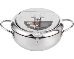 Japanse Stijl Frituurpan, Mini Friteuse Pot, Roestvrijstalen Frituurpan, Keukengereedschap, Compatibel Met Thermometer Inductiekookplaat(L 24Cm)