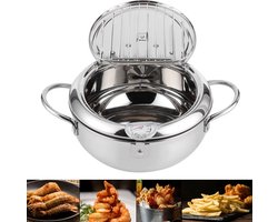 Kleine Roestvrijstalen Frituurpan met Thermometer voor Inductie en Koken