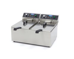 Maxima Frituurpan 2x 11 L - 2 Manden - tot 2,8 Kg Frites - Friteuse - Dubbele Horeca Frituur Pan - RVS - Professioneel - 22 Liter