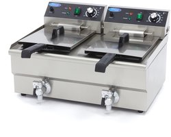 Maxima Frituurpan 2x 13 L - 2 Manden - met Tapkraan - Friteuse - Dubbele Horeca Frituur Pan - RVS - Professioneel - 26 Liter