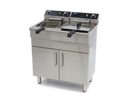 Maxima Frituurpan 2x 16 L 2 Manden met Tapkraan en Opbergruimte 400V Friteuse