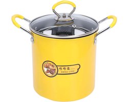 Mini Friteuse Pan 3L - Roestvrij Staal met Glazen Deksel en Zeefmand voor Huis en Keuken