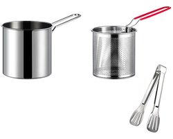Mini frituurpan met frituurmandje, multifunctioneel kookgerei van roestvrij staal, te gebruiken voor het frituren van kippenpoten, friet, hamburgers, enz.