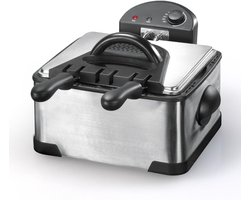 MMP® Dubbele Frituurpan - Dubbele Friteuse - Frietpan - 4 liters - 41x41x26cm - Edelstahl