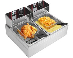 MMP® Frituurpan dubbel - Frituurpan - Zilver - 55cm x 44cm x 30cm