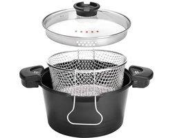 Multifunctionele Kookpan 24 cm - Antiaanbaklaag, Inductie, Frituurmand