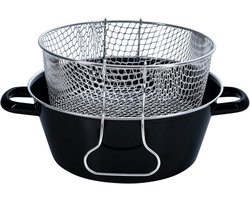 Pommes-frites pan met inzetstuk - Zwart Emaille 24 cm