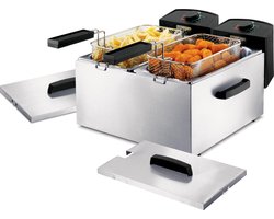 Princess Dubbele Frituurpan 183123 – Inhoud 2 x 3 liter – Koude Zone - 3600W - 2x regelbare thermostaat - RVS