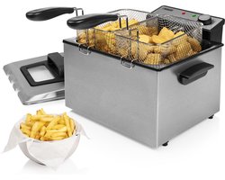Princess Frituurpan 185000 – Grote friteuse met 3 manden - 5 liter - 3270W - Kijkvenster - Koude zone
