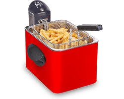 Professionele Friteuse 3,5 Liter Rood Compacte Frituurpan voor Commerciële Gebruik RVS