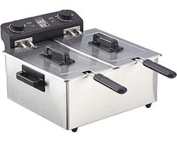 Quvo®Frituurpan dubbel - Frituurpan - Zilver - 40cm x 40cm x 23cm