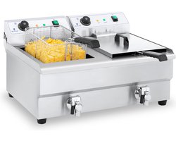 Royal Catering - Dubbele elektrische friteuse - 2 x 16 liter met aftapkraan