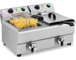Royal Catering - Elektro-Friteuse - 2 x 10 Liter - Aftapkraan - 230 V