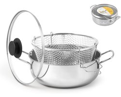 RVS Friteuse met Deksel - 24 cm Hoogwaardige Frituuroven