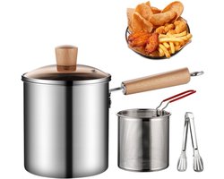 SCH® Frituurpan 3 liter - Frituurpan - Zilver - ‎20cm x 20cm x 20cm