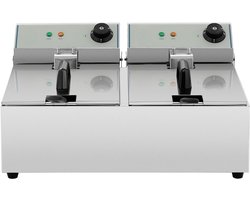 SCH® Frituurpan dubbel - Frituurpan - Zilver - ‎57cm x 44cm x 28cm