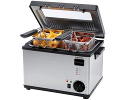 Silvercrest Friteuse - Grote friteuse met 3 verschillende manden om in te frituren - Vermogen: 2000 W - Capaciteit frituurolie: max. 4 L - Capaciteit frituurmanden: 1,4/ 3,1 L - Met 3 frituurmandjes voor verschillende soorten gefrituurd eten