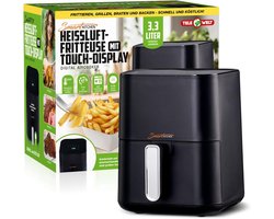 Smart Kitchen Heteluchtfriteuse 3.3L Kleine Airfryer voor Compacte Keukens – Mini Aircooker met LED Touch Display, 9 Programma’s, Automatische Uitschakeling | Gezond Frituren met 90% Minder Olie Airfryer Klein & Elektrisch met Kajal Sticker