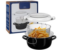 SNJY® Frituurpan - Friteuse - Frituurketel - 27D x 33B x 16H cm - 5L - Zwart