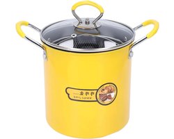 Tempura Friteuse 3 l - Roestvrij Staal 304 - Braadpan Met Deksel en Afdruiprek - Voor Olie - Friet - Compatibel Met Alle Soorten Fornuizen - Keuken Huis Geel