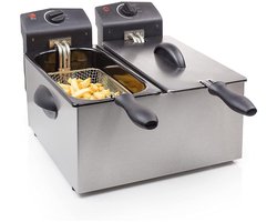 Thuys – Dubbele Frituurpan – Dubbele Friteuse – Frietpan – 6 liter – 39 x 36 x 24cm – Zilver