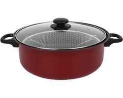 Traditionele frituurpan – Diameter 26 cm – Met frituurmand en glazen deksel – Bak goudbruine, knapperige friet op de traditionele manier – Geschikt voor alle warmtebronnen, inclusief inductie.