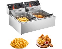 VEVOR Elektrische Friteuse Dubbele Tanks Roestvrij Staal Commerciële 5000W 12L