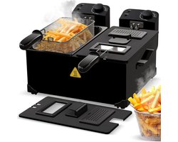 VH Supplies® Frituurpan Dubbel - Friteuse - Elektrische Frietpan - 2 x 6L - 5000W