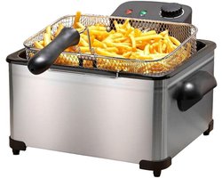 Zylo® Dubbele Frituurpan - Dubbele Friteuse - Frietpan - 5 liters - 31x34x25cm - Zilver