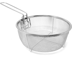 Zylo® Frituurmandje - Opvouwbare frituurmand - Ronde Frituurmand - Zilver - 23cm