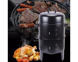 Allecto - 3-in-1 Multifunctionele Gerookte Grill - Houtskoolbarbecue - Afneembare Barbecueoven - 15,74 Inch Diameter - 33,07 Inch Hoogte - Zwart RVS Design - Portable - Outdoor Gebruik - Geschikt voor Tuinfeesten - BBQ Om van te Genieten