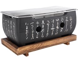 Allecto Plus - Japanse Stijl BBQ Grill XL voor Camping - Draagbare Houtskoolbarbecue met Tafelblad - Rechthoekige Grill met Basis voor Japanse Tafelbarbecue Benodigdheden - Barbecueën.