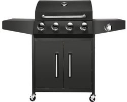 BBQ 5 in 1 - Barbecue op gas - Zwart - Thermostaat - Olievanger accessoires - Gasgrill met zijbrander