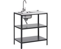 BELIANI VILAMA - Buitenkeuken met spoelbak - Zwart - 80x50x92 cm - Staal