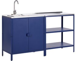 BELIANI VILAMA - Tuin kookeiland met keukenkast 2-delig - Blauw - RVS