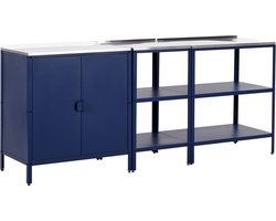 BELIANI VILAMA - Tuin kookeiland met keukenkast - Blauw - 3-delig - RVS